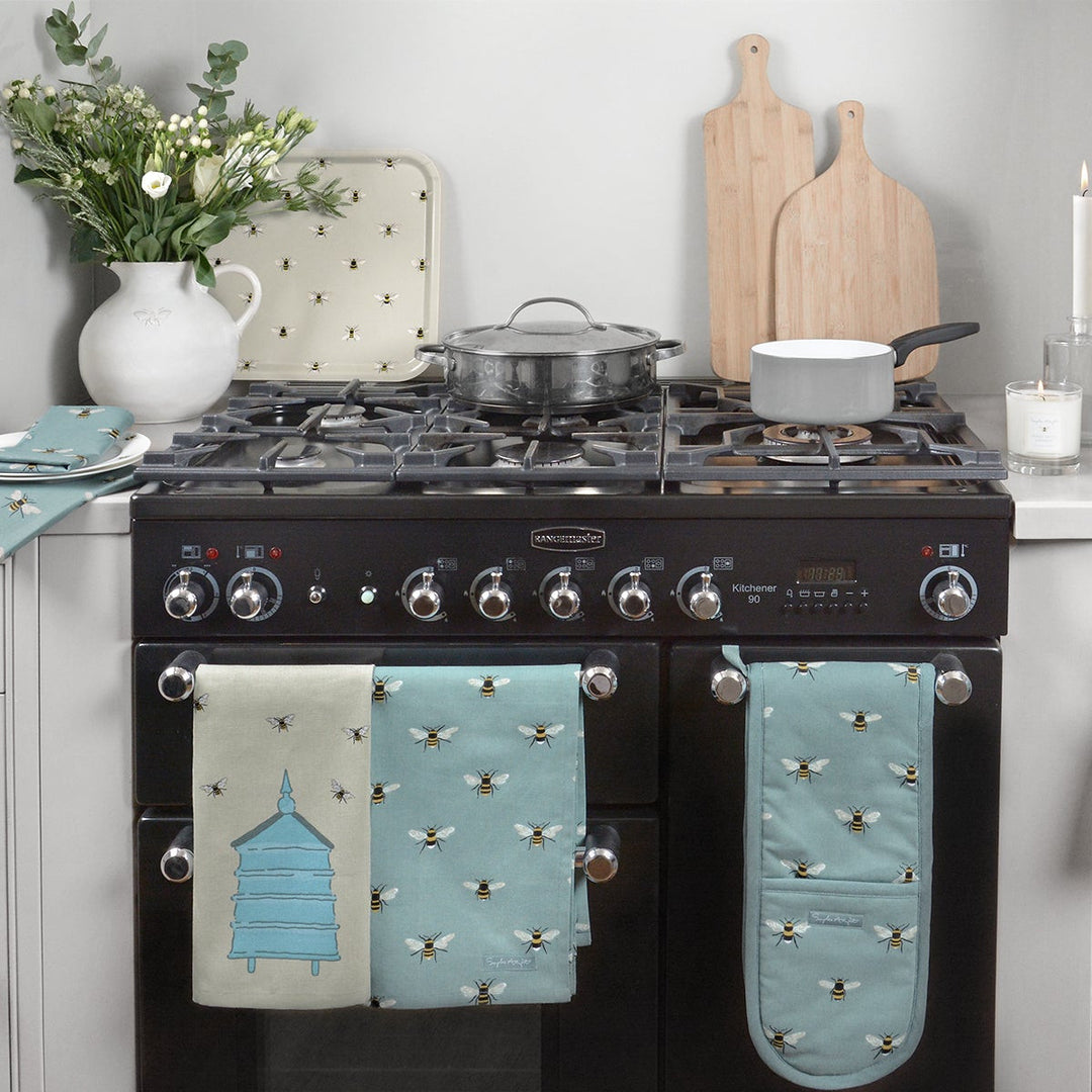 Sophie Allport Bees Teal Tea Towels Set of 2.