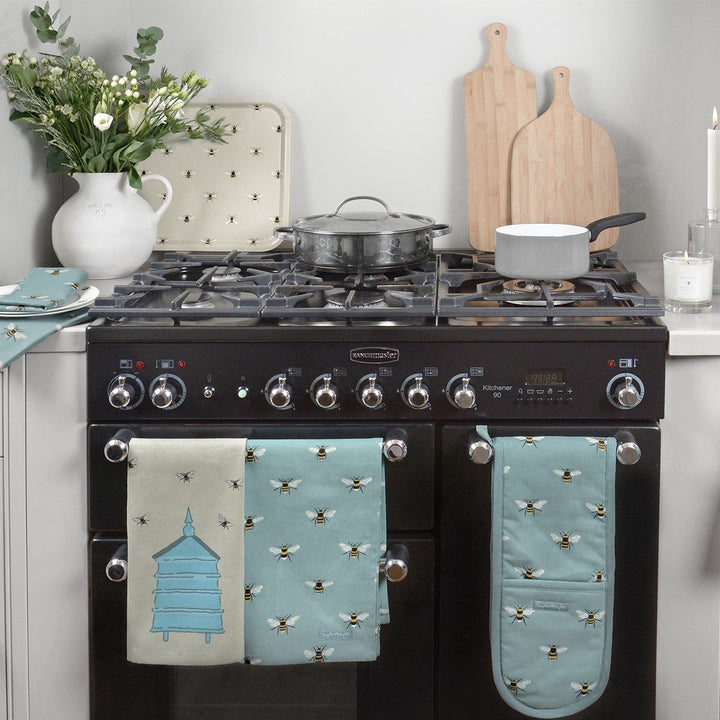 Sophie Allport Bees Teal Tea Towels Set of 2.