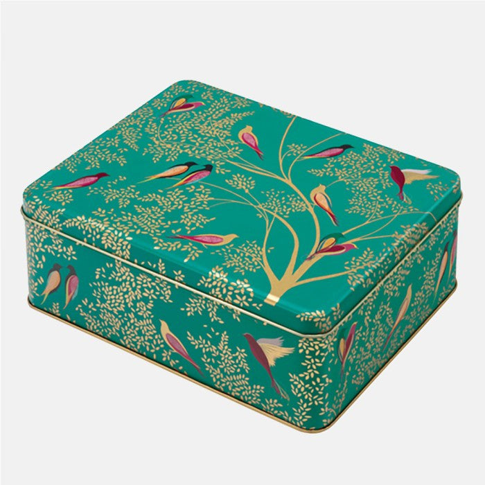 Green Birds Deep Rectangular Tin by Sara Miller