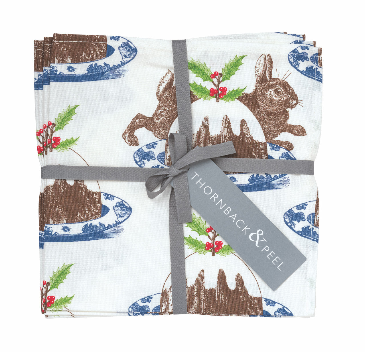 Thornback & Peel Set of 4 Rabbit & Pudding 100% cotton napkins.
