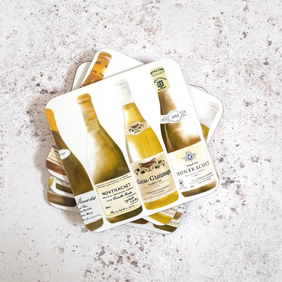 White Burgundy Coaster Set by Corinne Alexander