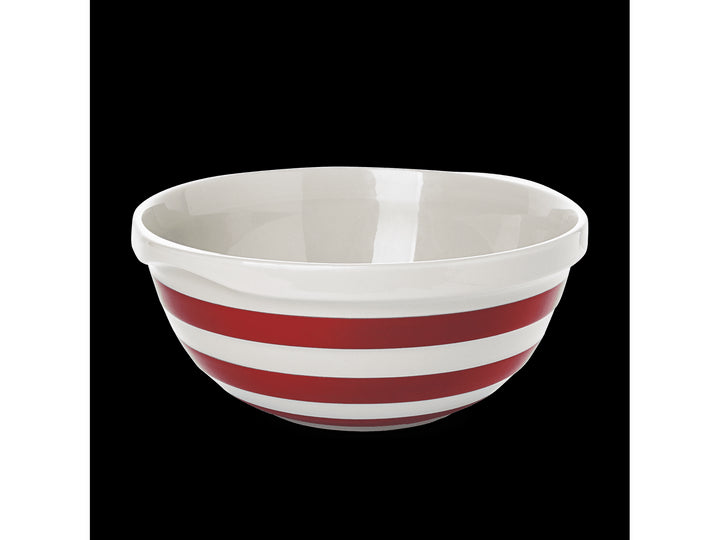 Cornishware Blue Striped Mixing Bowl - red