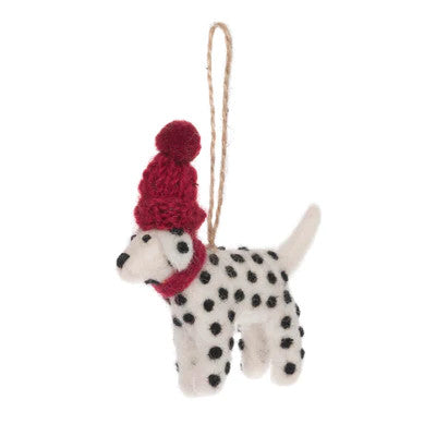 Christmas Dogs Dalmation Felt Tree Decoration by Sophie Allport.