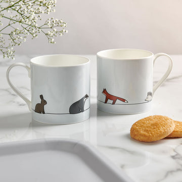 Large Woodland Collection Bone China Mug by Jin Designs. Image