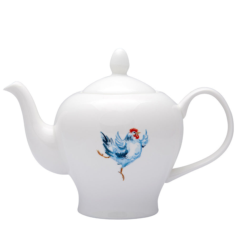 Dancing Hen Bone China Teapot by Jane Abbott