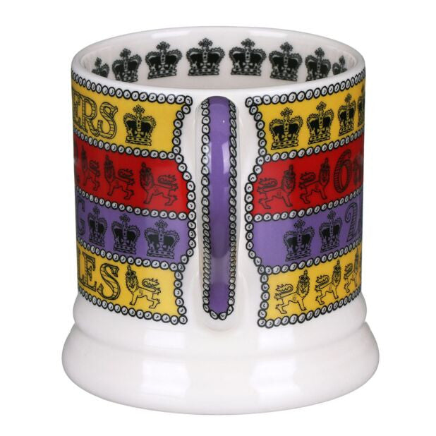 3 Cheers for King Charles III 1/2 Pint Mug by Emma Bridgewater. Handmade in England.