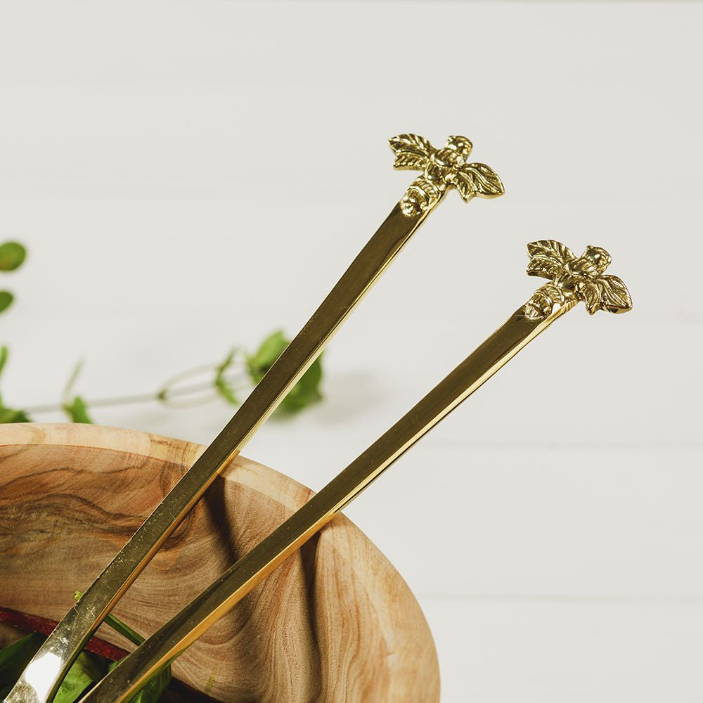 Gold Bee Salad Server Set by Selbrae House.