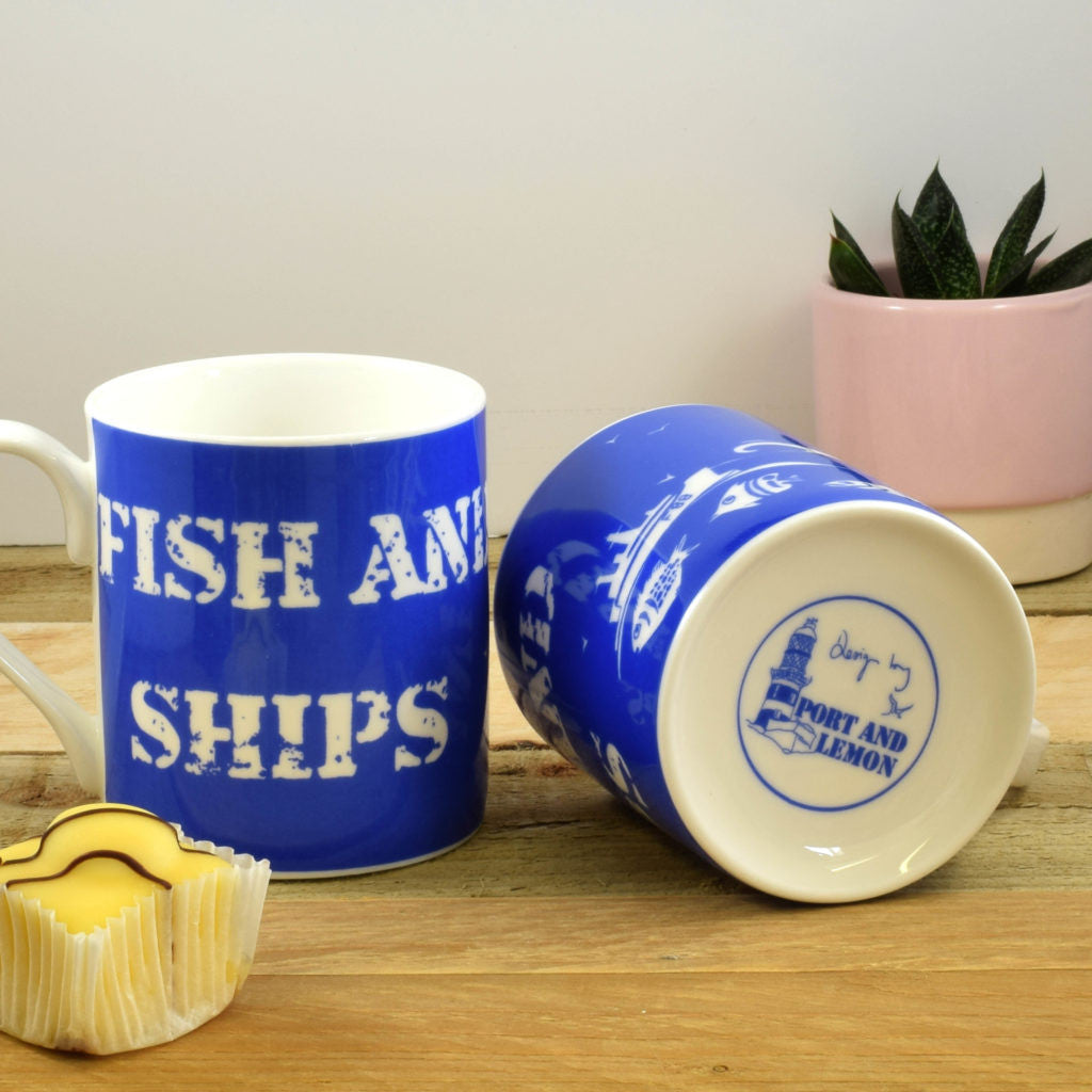 Port & Lemon Fish and Ships Bone China Mug