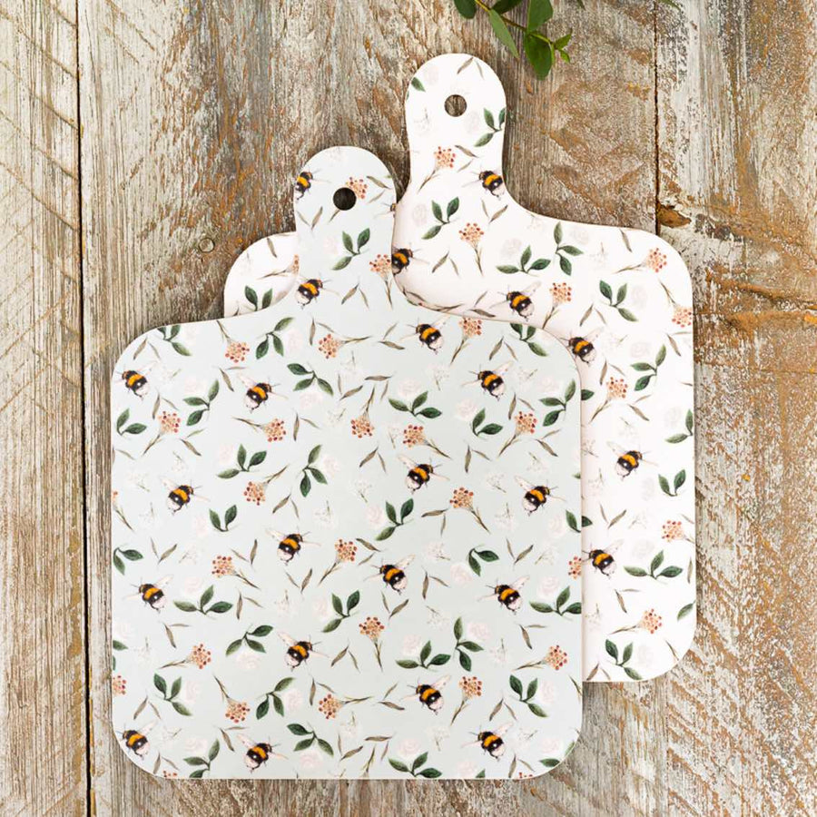 Bees on Duck Egg Mini Chopping Board by Toasted Crumpet.