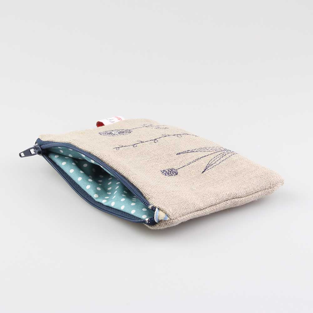 Wild Grasses Embroidered Flat Purse by Poppy Treffry
