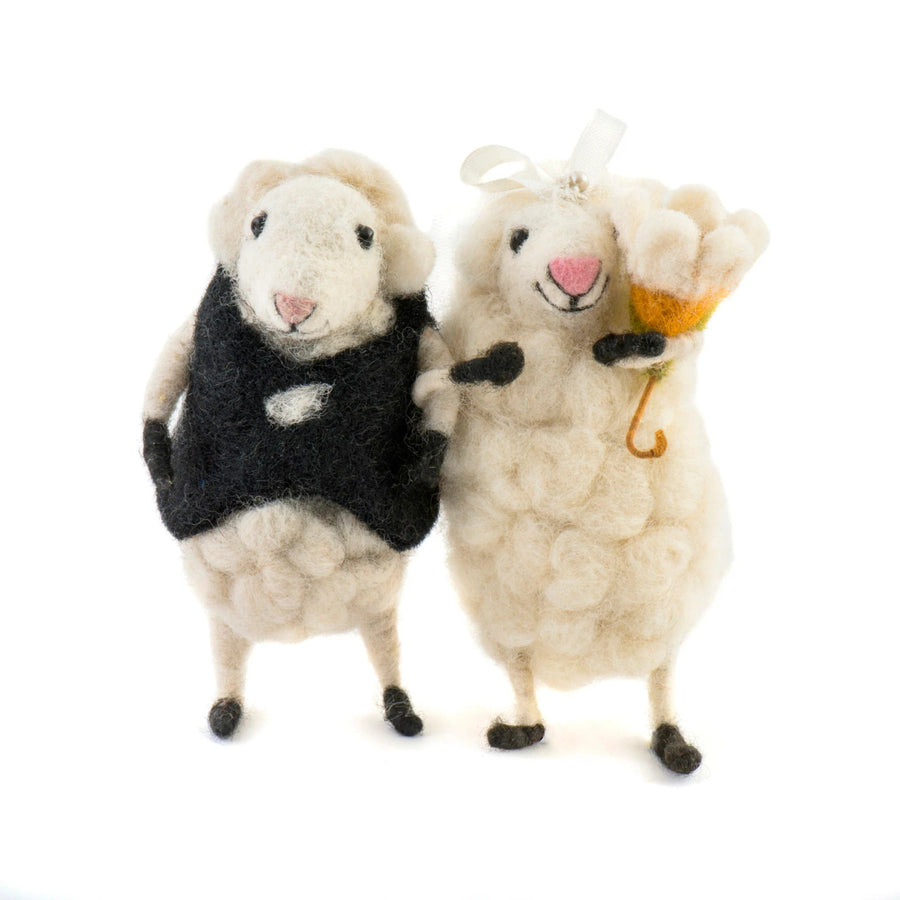 Bride and Groom Wedding Felt Sheep