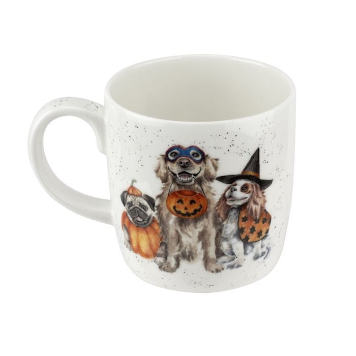 'Trick or Treat' Dog Bone China Mug from Wrendale Designs by Royal Worcester.