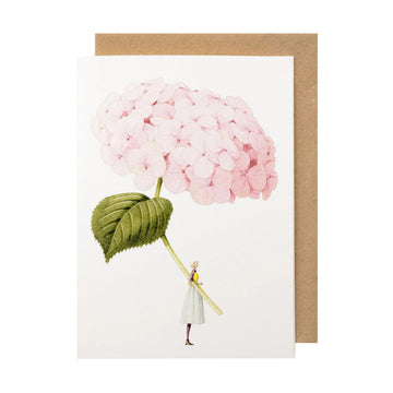 Pink Hydrangea Blank Greetings Card by Laura Stoddart Image