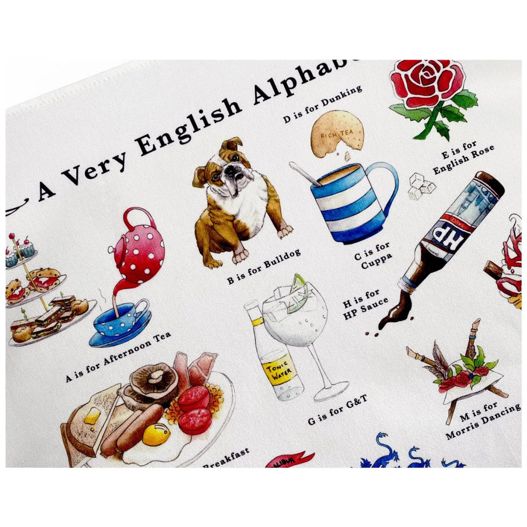 A Very English Alphabet Tea Towel