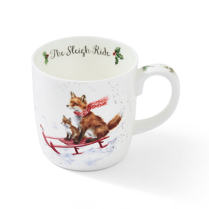 'Sleigh Ride' Foxes Bone China Mug from Wrendale Designs and Portmeirion