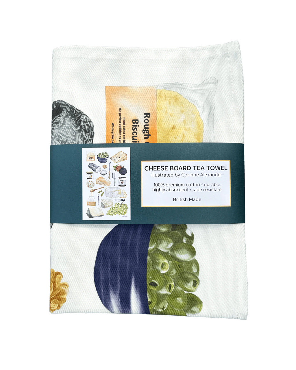 Cheese Board Tea Towel by Corinne Alexander.