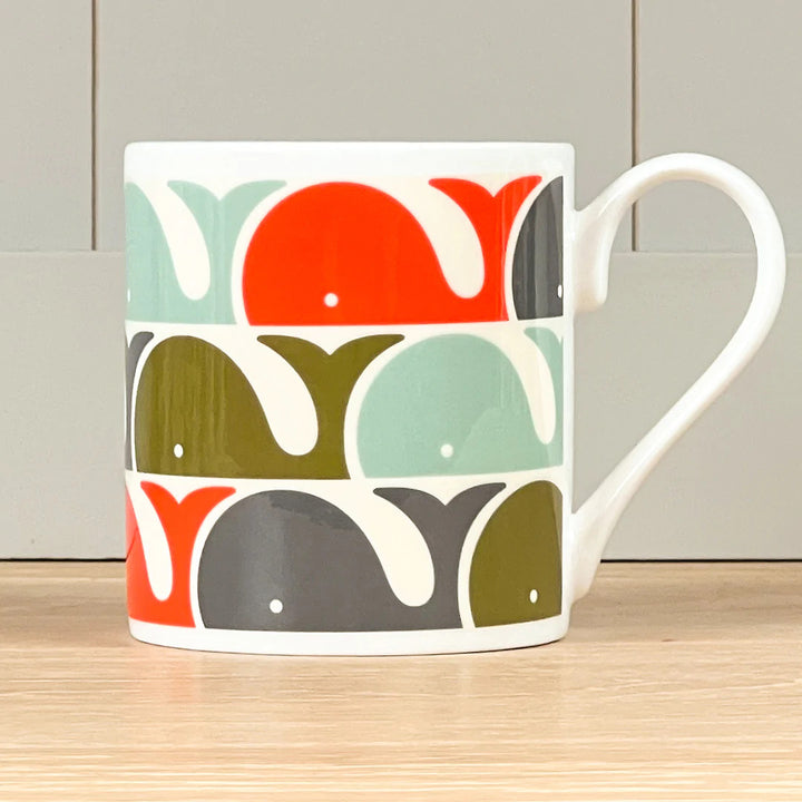 Whale Orange Bone China Mug by Orla Kiely