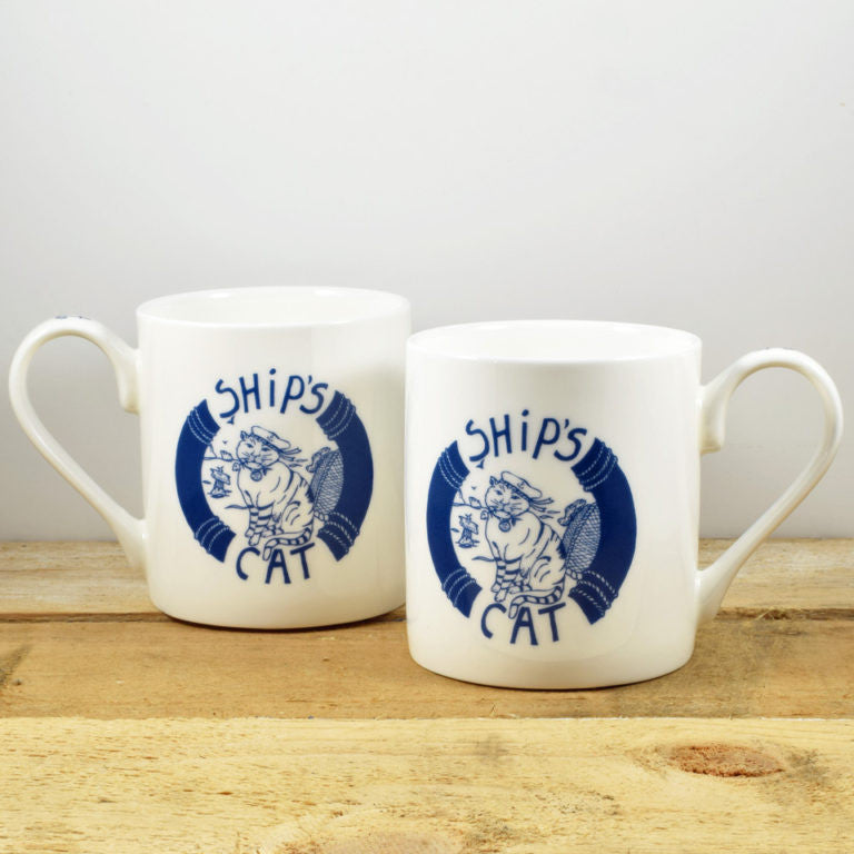 Port & Lemon Ship' Cat Bone China Mug