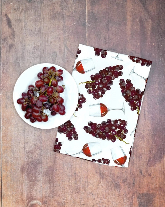 Red Wine Tea Towel by Corinne Alexander.