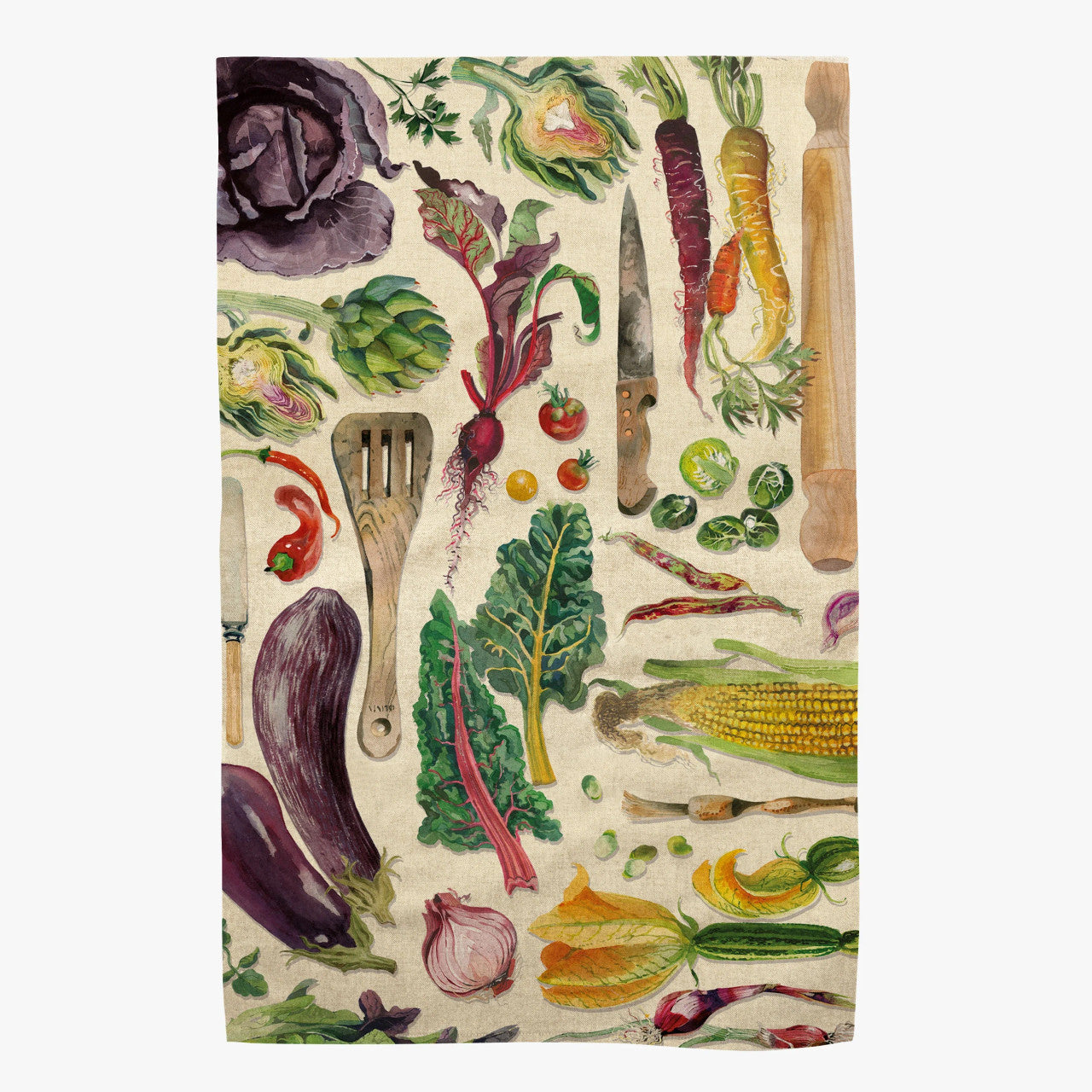 Emma Bridgewater Vegetable Garden Linen Blend tea towel 