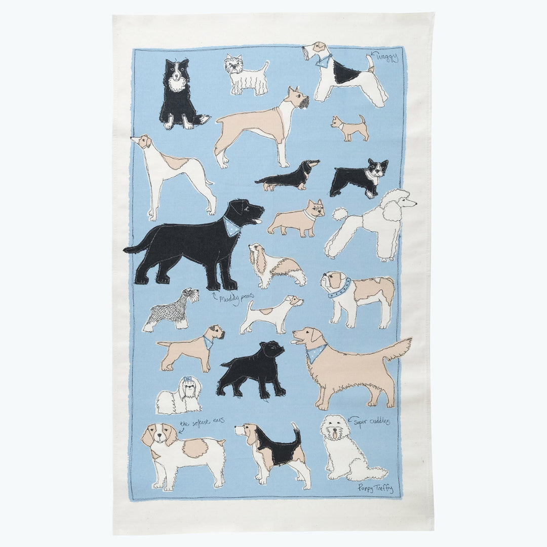 Poppy Treffry Dogs 100% cotton tea towel.