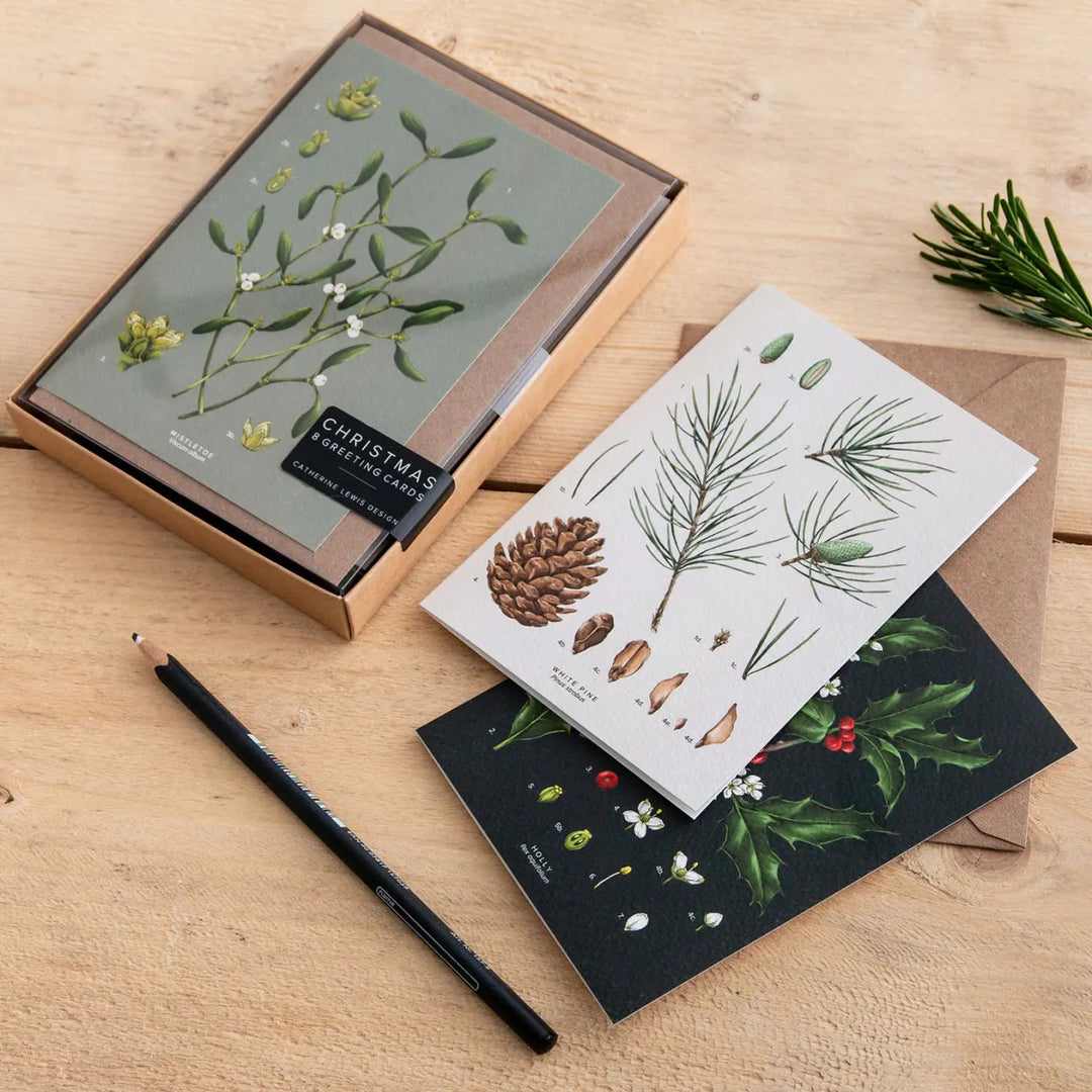 Species Range - Box of 8 Luxury Botanical Christmas Cards