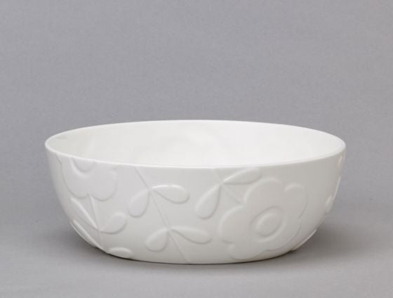 Repeat Repeat's White Bone China Plum Flower everyday bowl. Made in England.