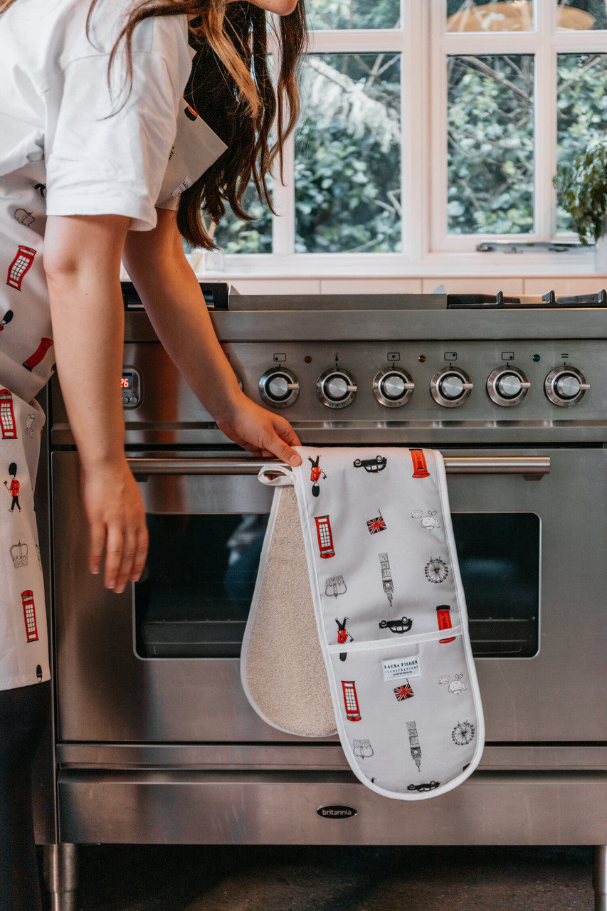 Bright & British Double Oven Glove By Designer Laura Fisher