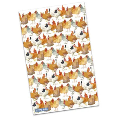 Chickens 100% Cotton Tea Towel by Emma Ball