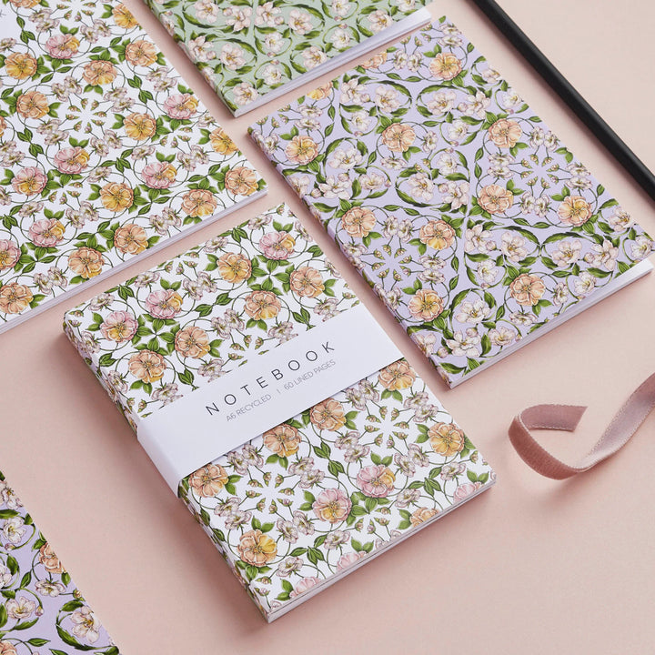 Flora Nouveau, Set of 3 A6 Notebooks by Catherine Lewis Design