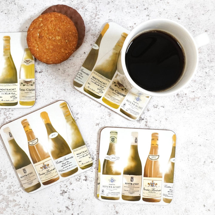White Burgundy Coaster Set by Corinne Alexander