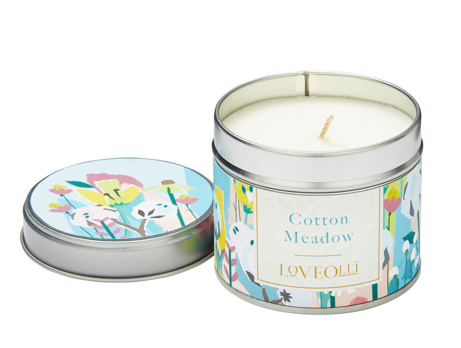 Love Olli Cotton Meadow scented tin candle. Hand poured in the UK.