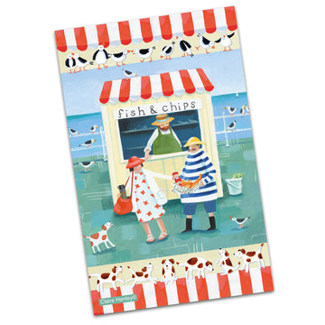 Fish & Chips 100% Cotton Tea Towel by Claire Henley for Emma Ball Ltd Image