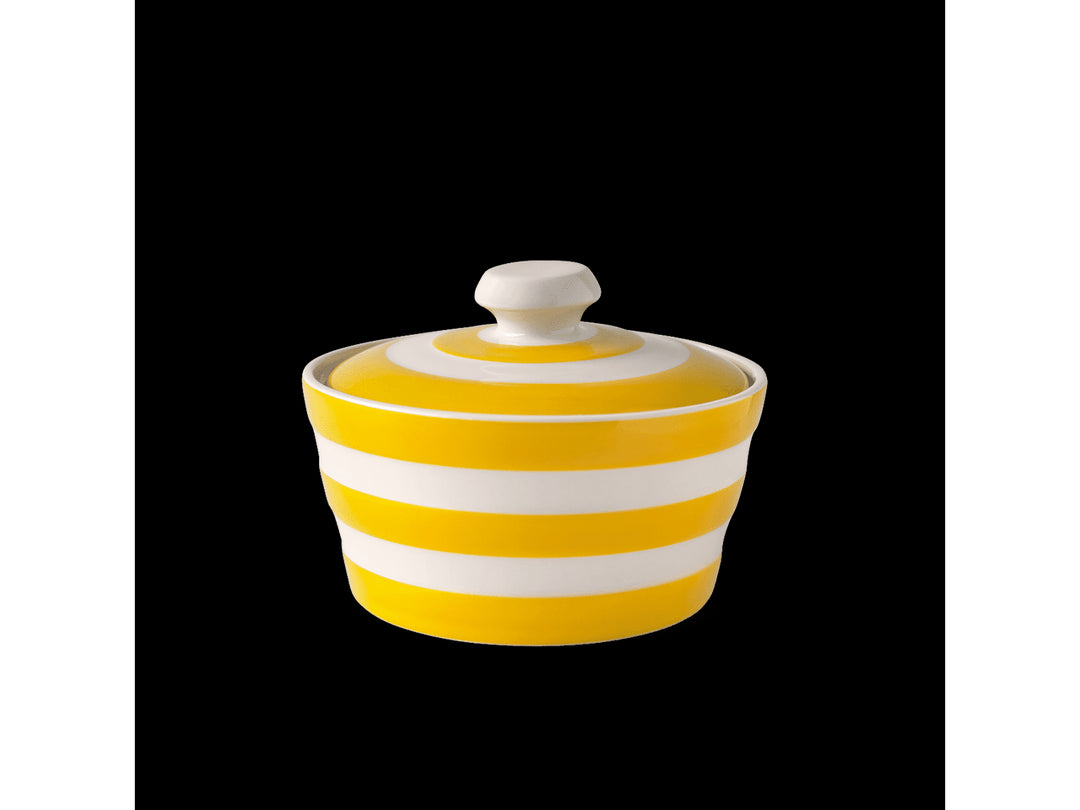 Cornishware Striped Butter Dish - yellow