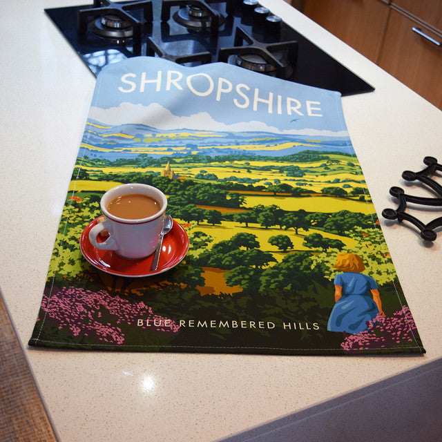 Shropshire Blue Remembered Hills Tea Towel by Town Towels.