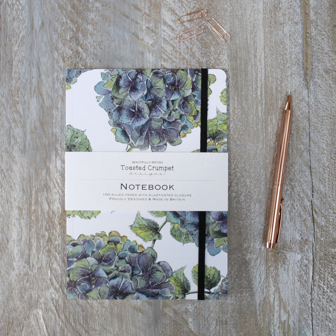 Hydrangea Pure A5 Lined Notebook by Toasted Crumpet.