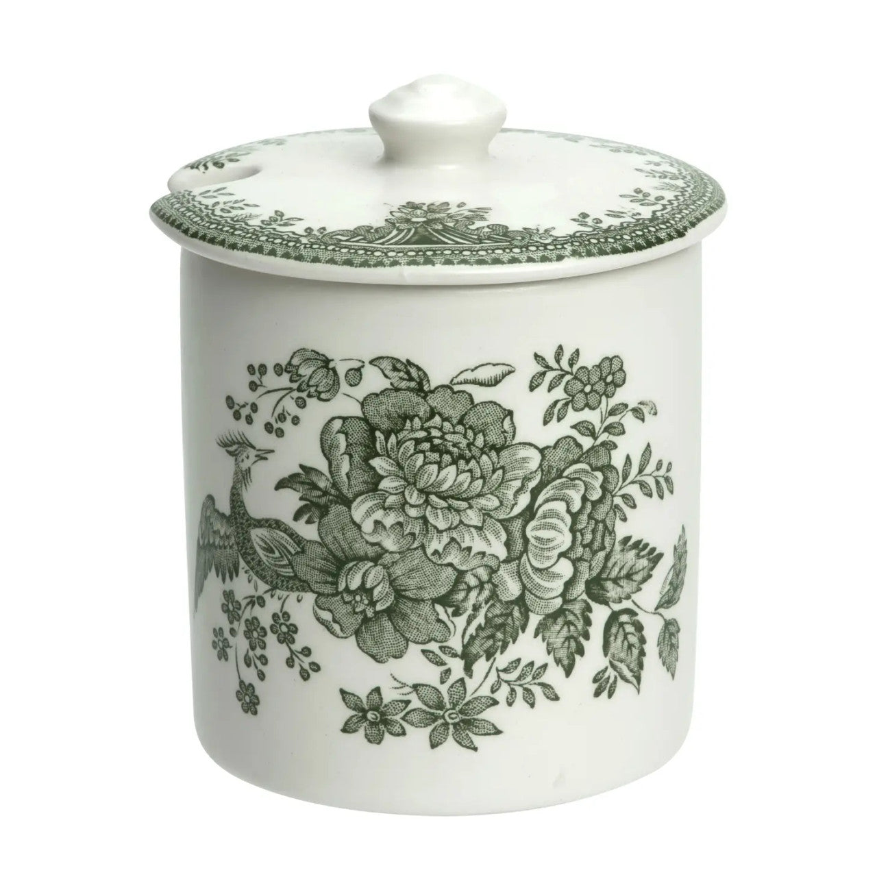 Burleigh Dark Green Asiatic Pheasants Covered Jam Pot