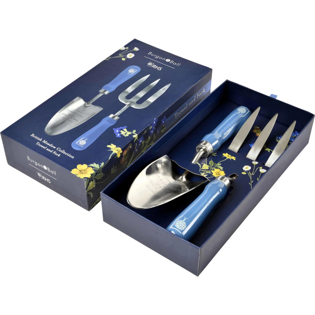 RHS British Meadow Trowel and Fork Boxed Set by Burgon & Ball.