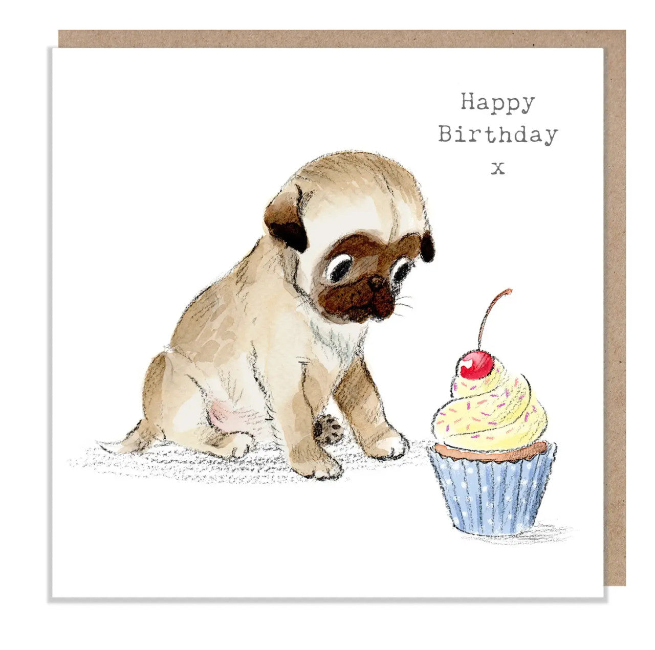 Pug with Cake Happy Birthday Greetings Card The Bee s Knees