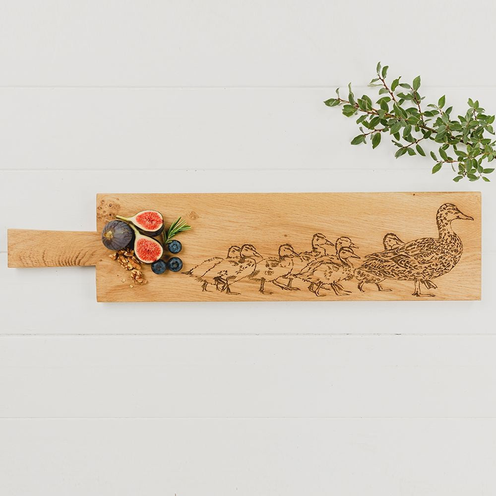 Duck & Ducklings Long Oak Serving Paddle by Selbrae.