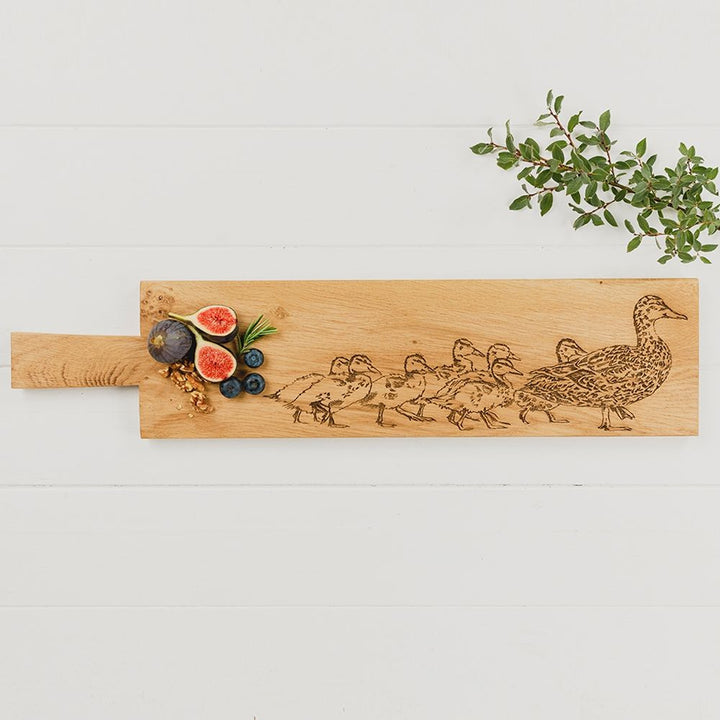 Duck & Ducklings Long Oak Serving Paddle by Selbrae.