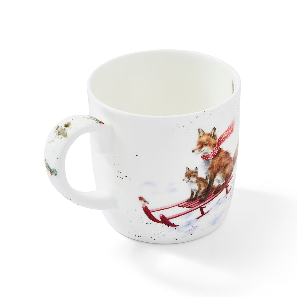 'Sleigh Ride' Foxes Bone China Mug from Wrendale Designs and Portmeirion
