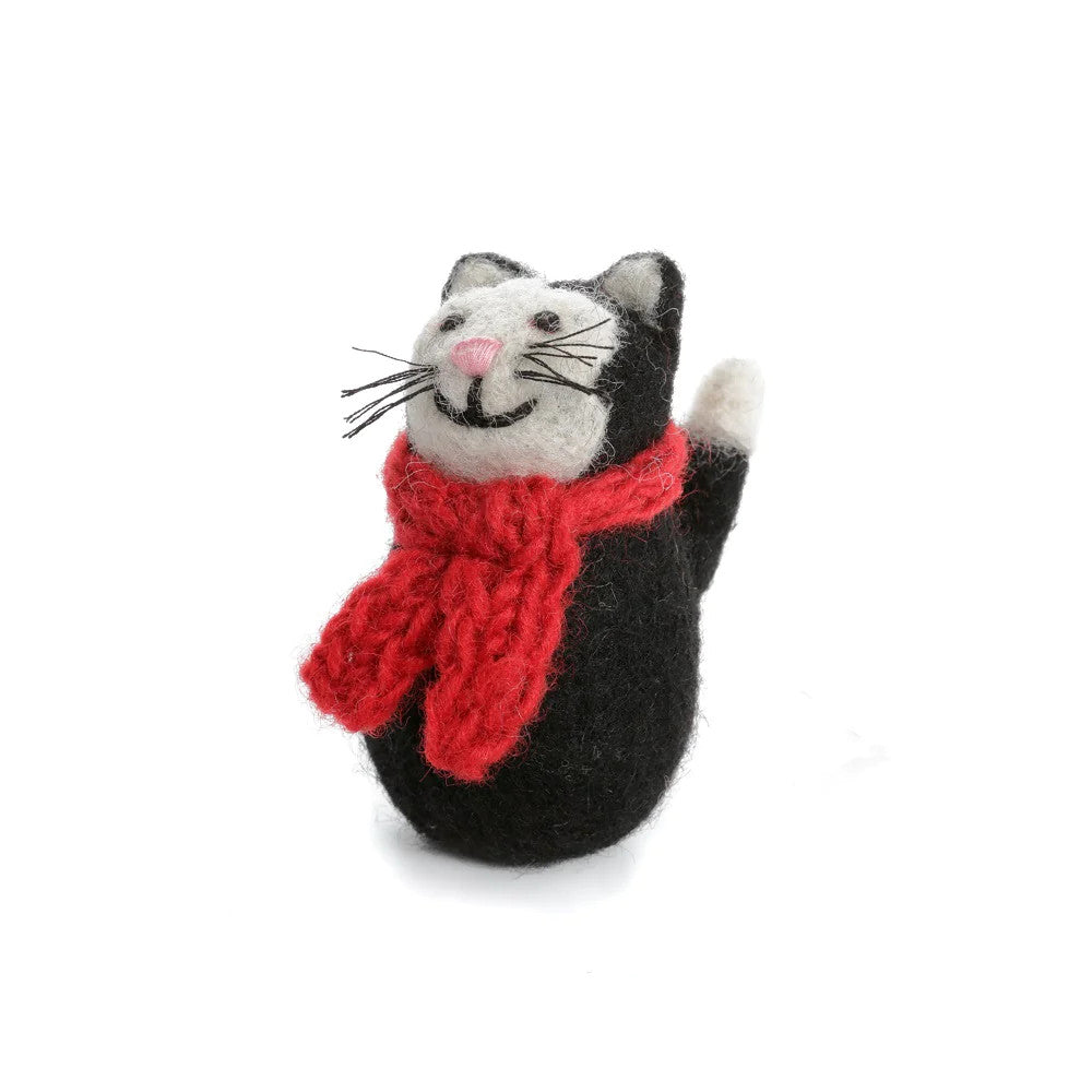 Black Cat with Scarf Felt Decoration