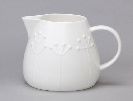 Repeat Repeat's White Bone China Tulip Sprig large jug. Made in England.