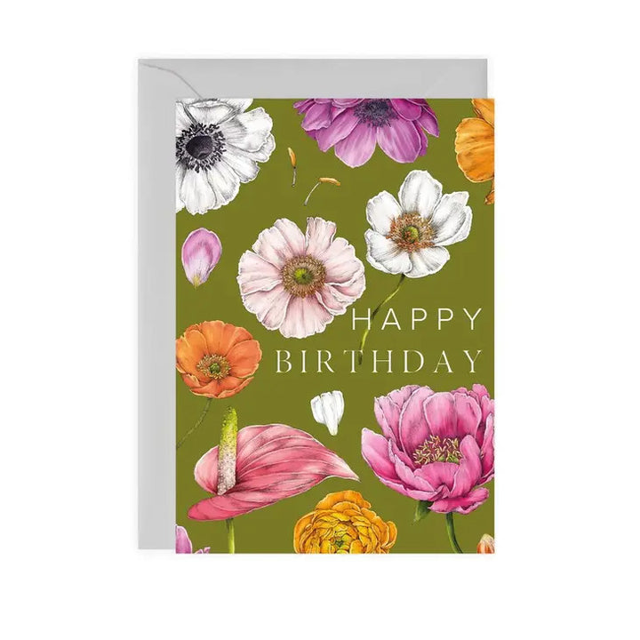 Floral Brights "Happy Birthday" Greeting Card