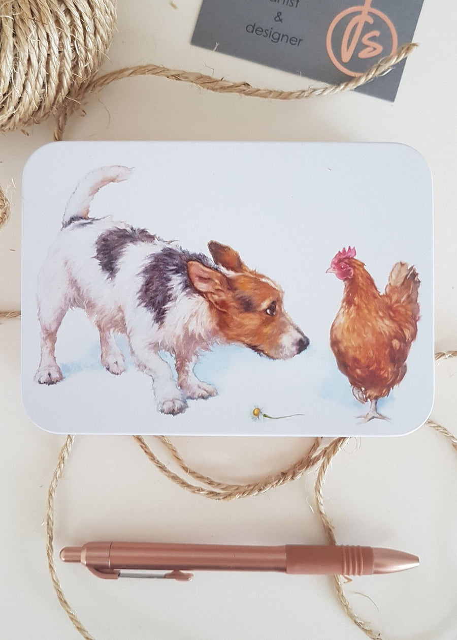 Jo Stockdale Best Friends Jack Russell Small Rectangular Tin.