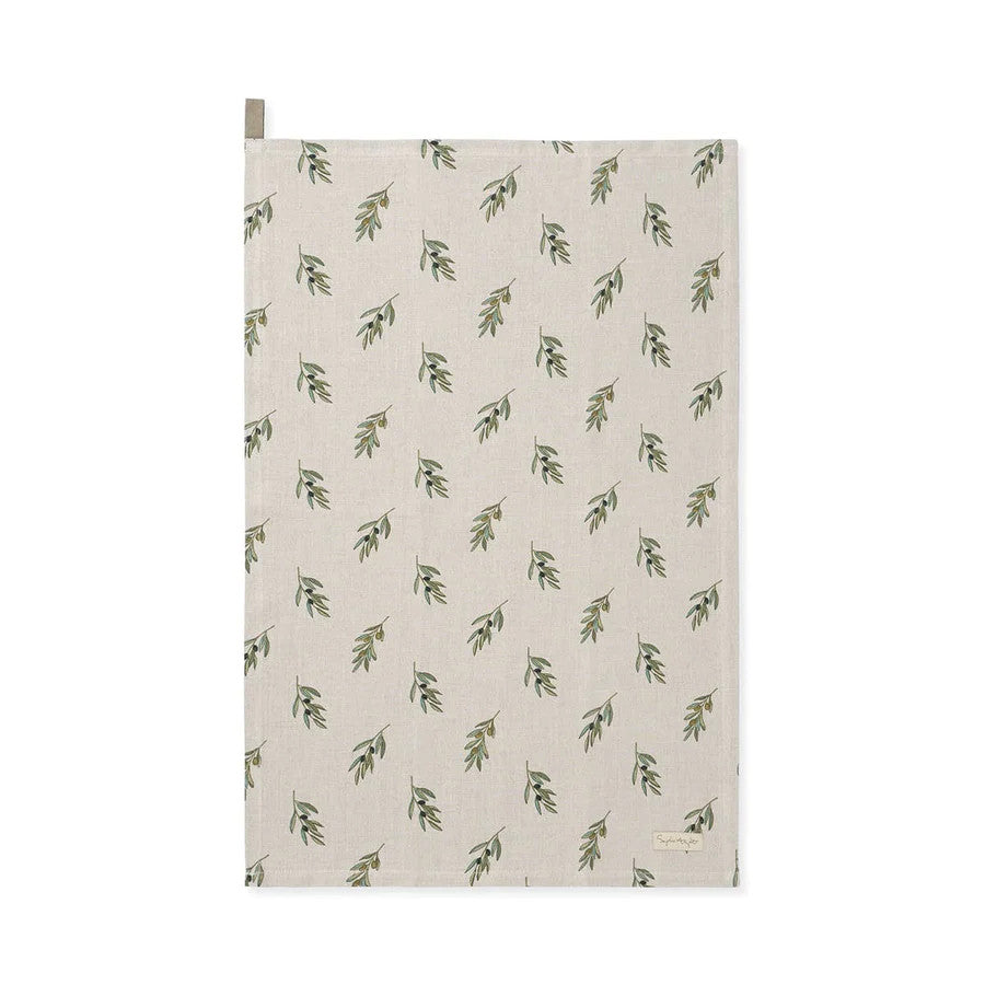 Olive Branch Linen Tea Towel by Sophie Allport