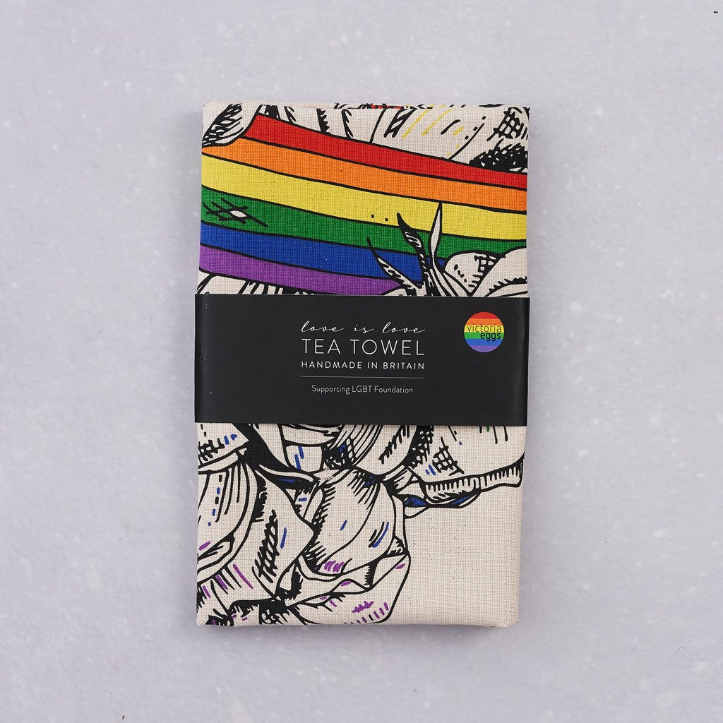 100% cotton Love is Love Tea Towel from Victoria Eggs.