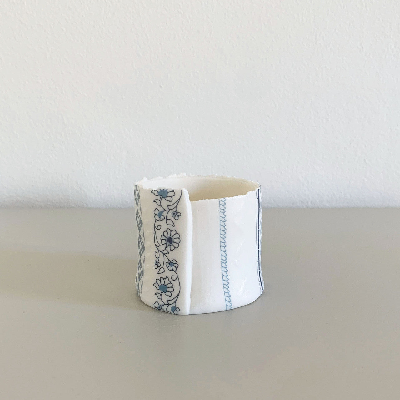 Jasmine Handbuilt Ceramic Embossed Tea Light Holder