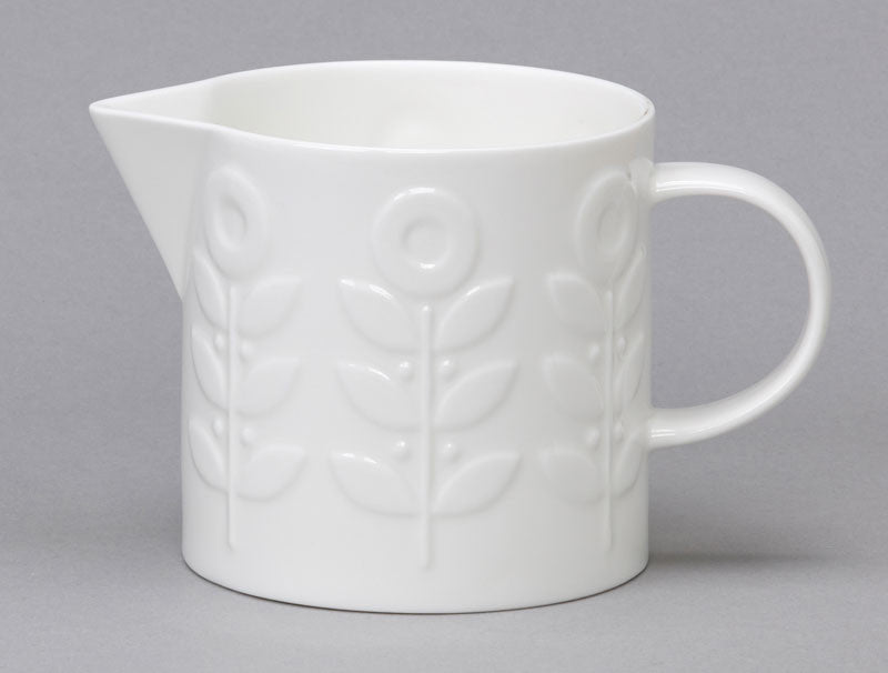 Repeat Repeat's White Bone China Large Tom Tom Laurel jug. Made in England.